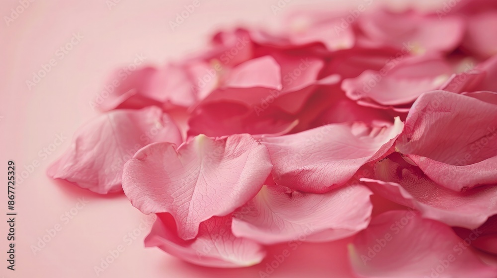 Minimal style. Pink rose petals set on pastel pink background. Minimal style. Pink rose petals set on pastel pink background.