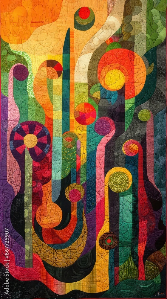 Colorful tapestries with intricate patterns, reflecting the radical and utopian visions of the 1960s back-to-the-earth movements Colorful tapestries with intricate patterns, reflecting the radical and utopian visions of the 1960s back-to-the-earth movements