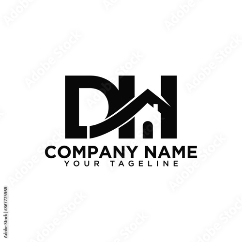 DH Home construction, real estate, building, property logo.DH logo DH letter logo Vector Template.Outstanding DH initial vector monogram letter logo