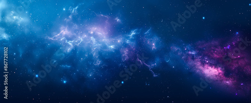 A dark blue background with stars and a purple galaxy, a space background with stars in the night sky