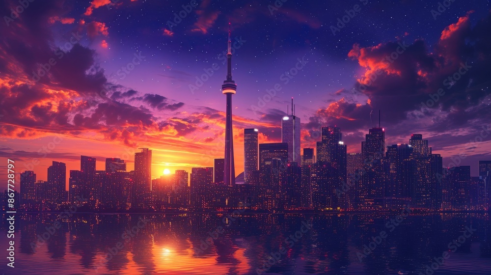 Dramatic Toronto Skyline at Dusk