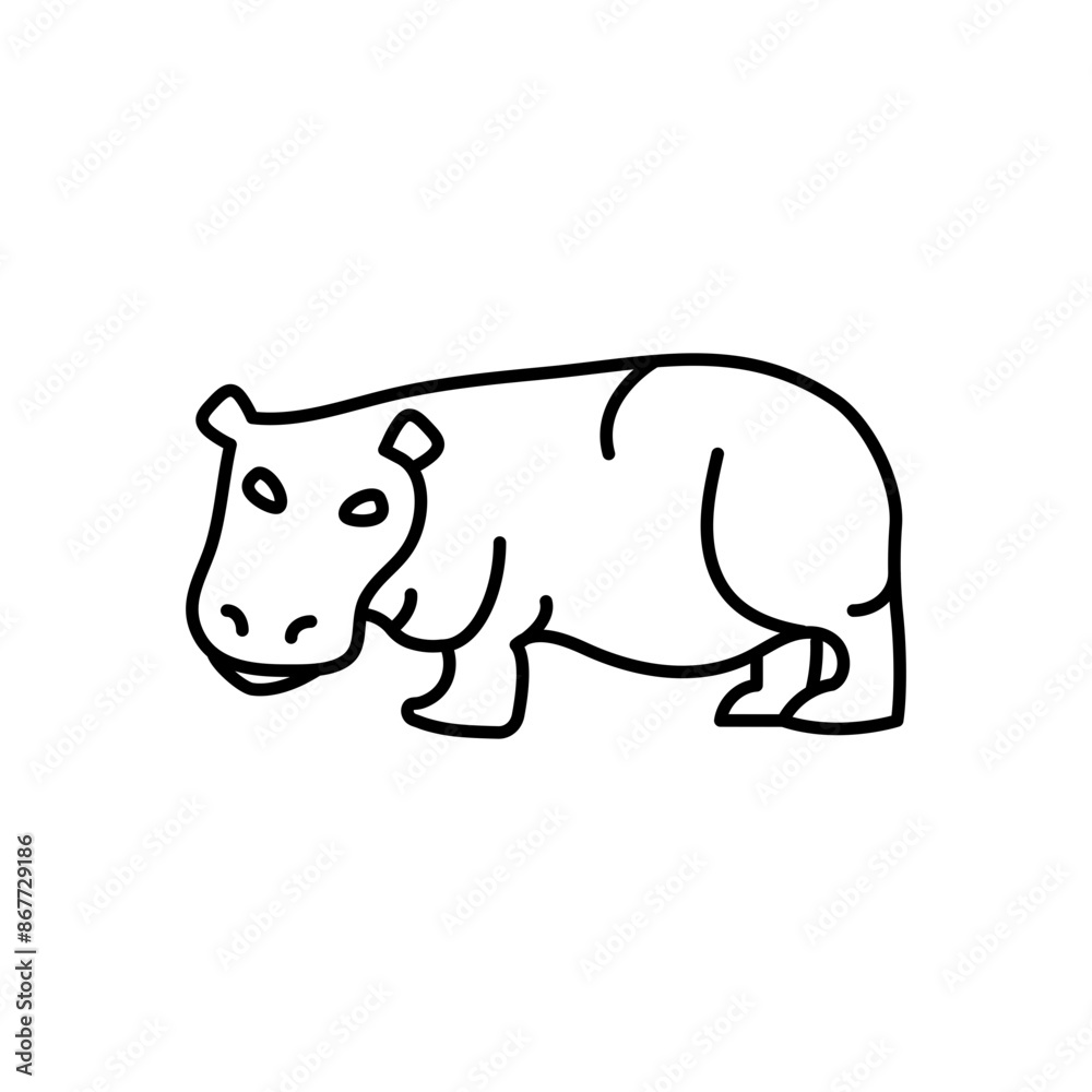 Obraz premium Hippopotamus or Hippo Icon Set Animal Illustrations for Wildlife and Educational Projects