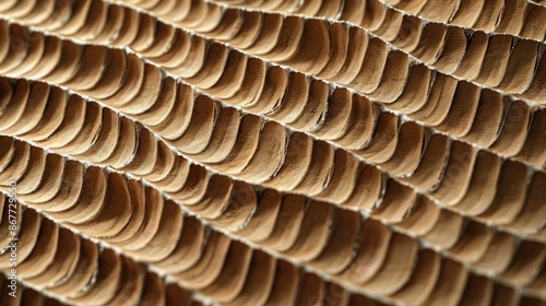 Close up view of the textured surface of corrugated cardboard An abstract brown backdrop