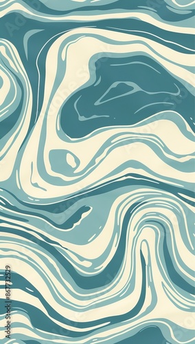 This abstract image features fluid teal and cream swirls, creating a mesmerizing and captivating design. photo