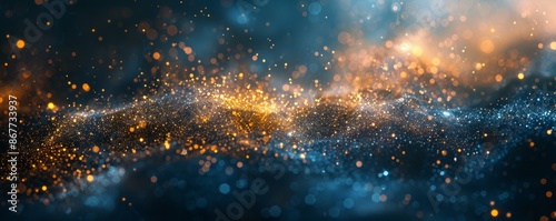 Abstract background with Dark blue and gold particle. © Sanych