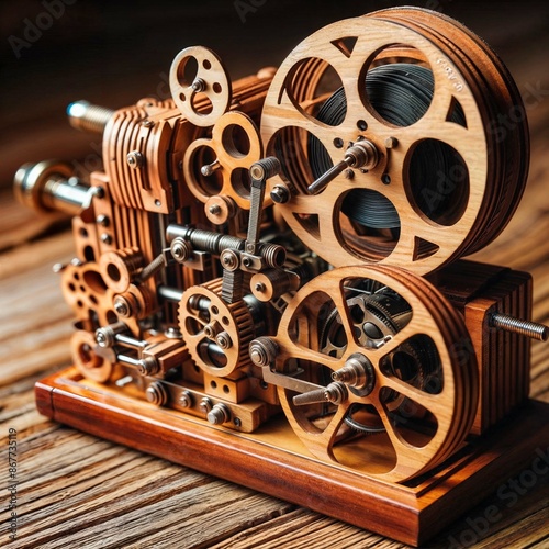 a wooden clock with the mechanism of the gears on it