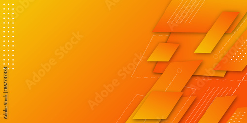 Abstract geometric orange overlap background with simple lines. Colorful orange design.