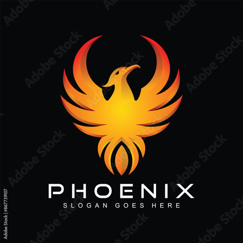 Elegant stylized phoenix bird vector illustration