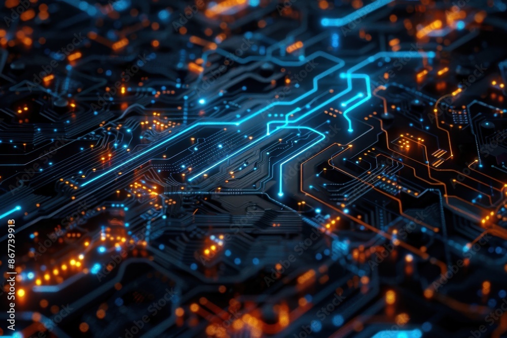 Blue Circuit Board Concept for Deep Learning and Artificial Intelligence Blue Circuit Board Concept for Deep Learning and Artificial Intelligence