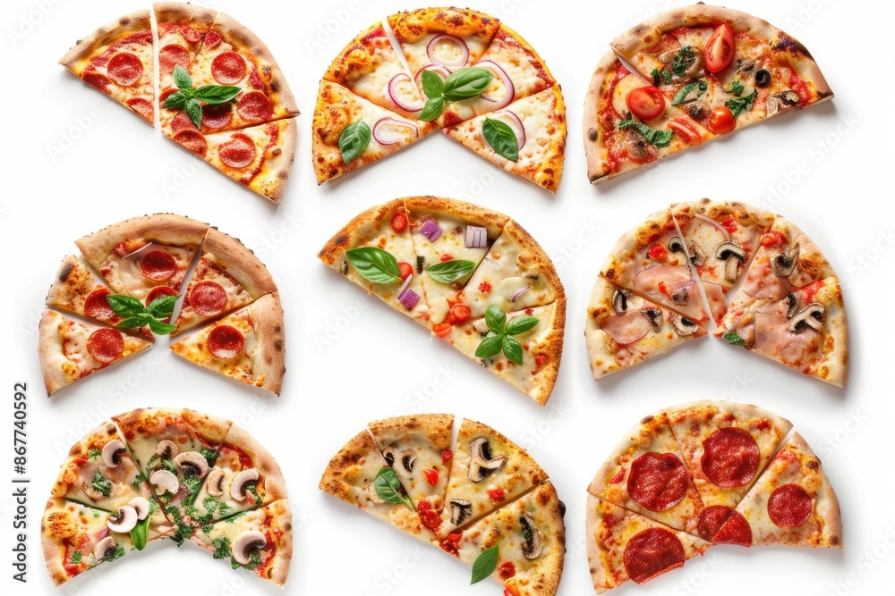Set of Delicious Pizza Slices Cut Out Set of Delicious Pizza Slices Cut Out