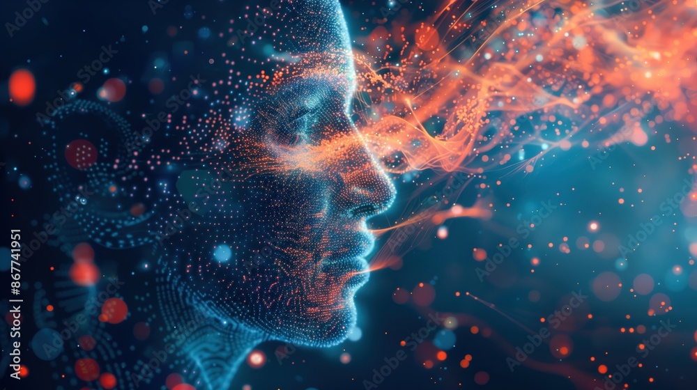 Futuristic Digital Human Face Concept with Technological Elements Futuristic Digital Human Face Concept with Technological Elements