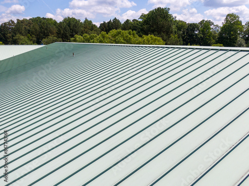 Wallpaper Mural Daytime Drone Images of a Commercial Standing Seam Metal Roof on an Elementary School.  Torontodigital.ca