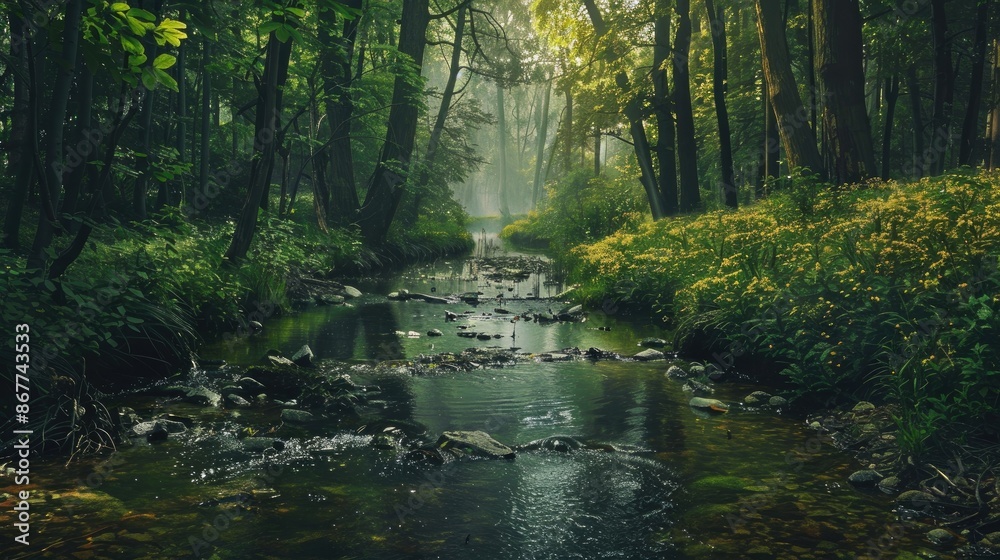 Obraz premium Stream within the forest