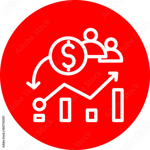 Initial Public Offering (IPO) Vector Line White Circle Red