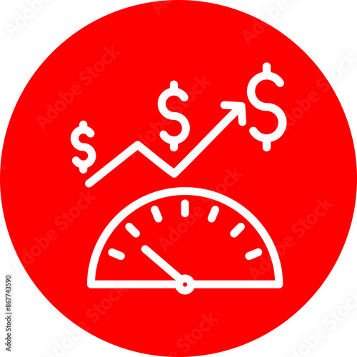 Economic Indicators Vector Line White Circle Red