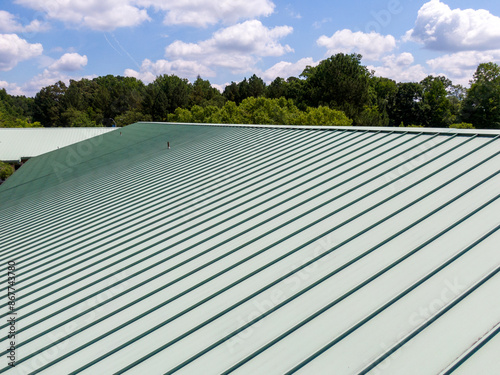 Wallpaper Mural Daytime Drone Images of a Commercial Standing Seam Metal Roof on an Elementary School.  Torontodigital.ca