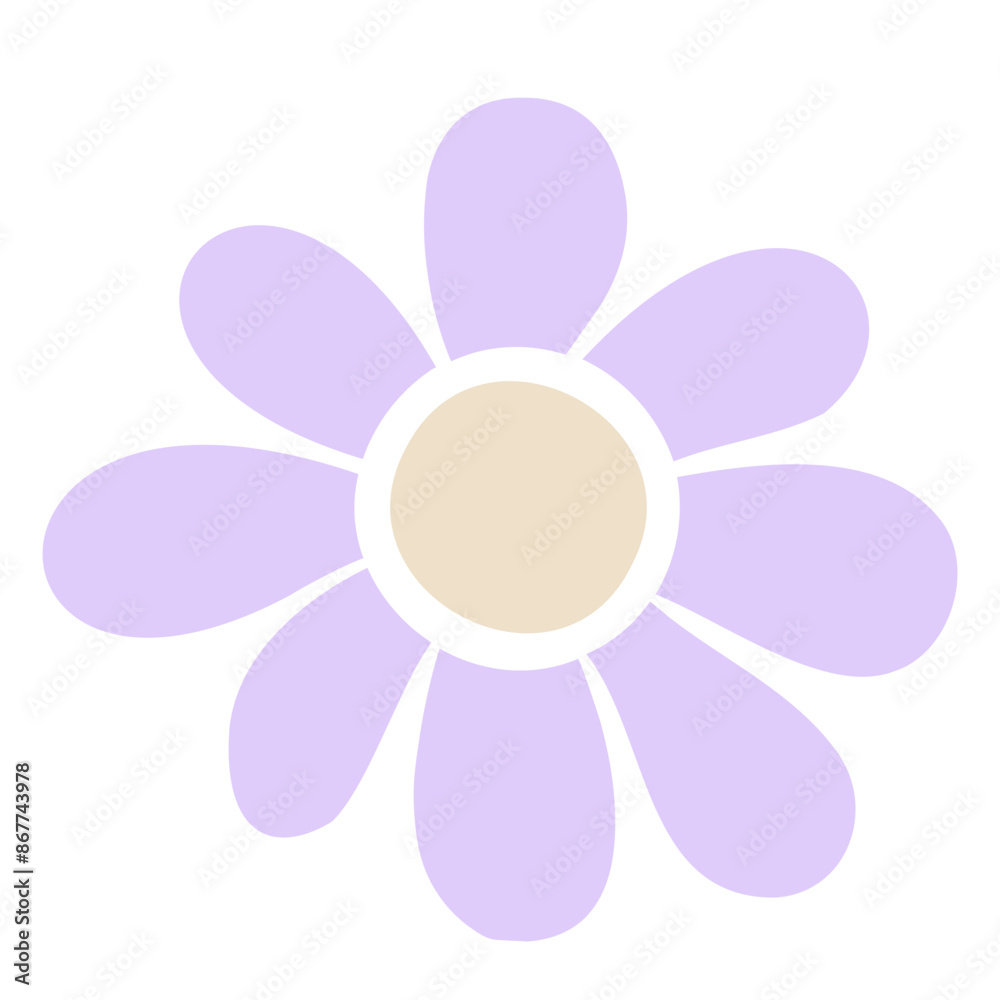 A simple purple flower with a light yellow center A simple purple flower with a light yellow center