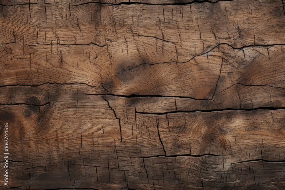 Naklejka premium Processed collage of old cracked brown wood material texture. Background for banner, backdrop