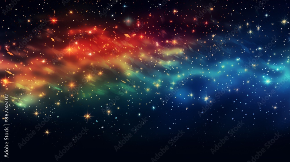 A mesmerizing image of a galaxy with vibrant, colorful streaks spreading across the sky, surrounded by countless shining stars, evoking wonder and awe. A mesmerizing image of a galaxy with vibrant, colorful streaks spreading across the sky, surrounded by countless shining stars, evoking wonder and awe.