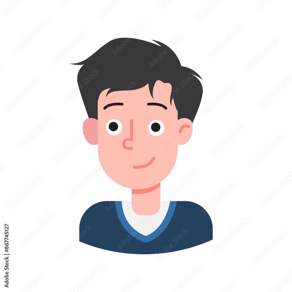 Flat illustration of young boy smiling avatar