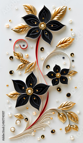 abstract background with flowers and butterflies