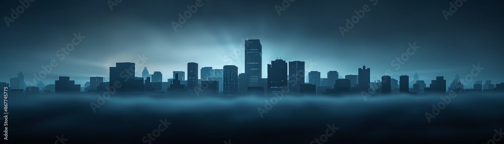 Naklejka premium Financial collapse with futuristic buildings in the background, photorealistic, dark hues