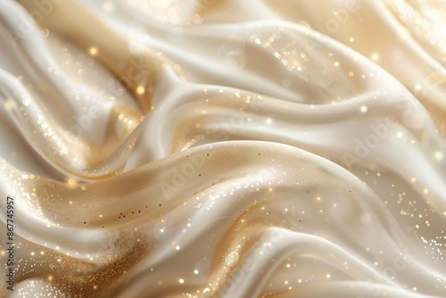 Sparkling Gold and White Fabric Background