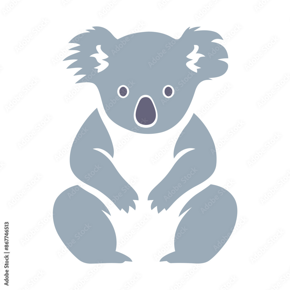 A gray koala sitting on a white background A gray koala sitting on a white background