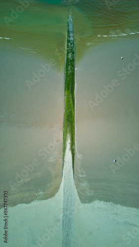 Spectacular aerial view of a Belgian beach! The sandy shores of the North Sea in full glory - the perfect spot to relax and admire nature photo
