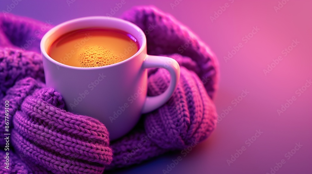 a glass of mulled wine on a purple background