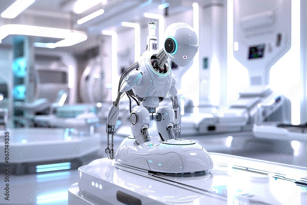 Futuristic Healthcare Facility with Advanced Tools