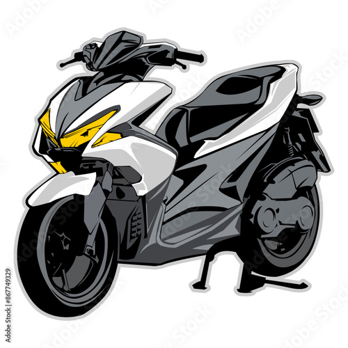 vector aerox motorbike, motorbike illustration for t-shirt designs, jackets etc., vector detail and high resolution photo