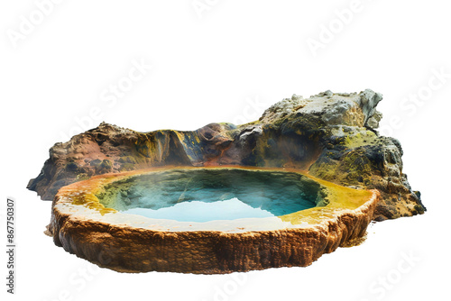 Colorful Geothermal Hot Spring isolated on transparent background