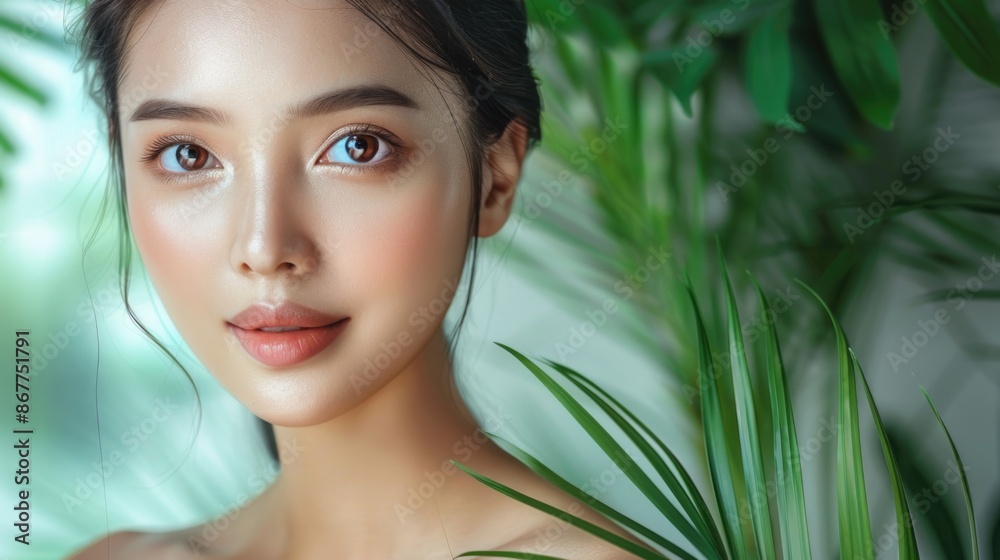 Beautiful young asian woman with clean fresh skin on background, Face care, Facial treatment, Cosmetology, beauty and spa, Asian women portrait. SPA concept Beautiful young asian woman with clean fresh skin on background, Face care, Facial treatment, Cosmetology, beauty and spa, Asian women portrait. SPA concept