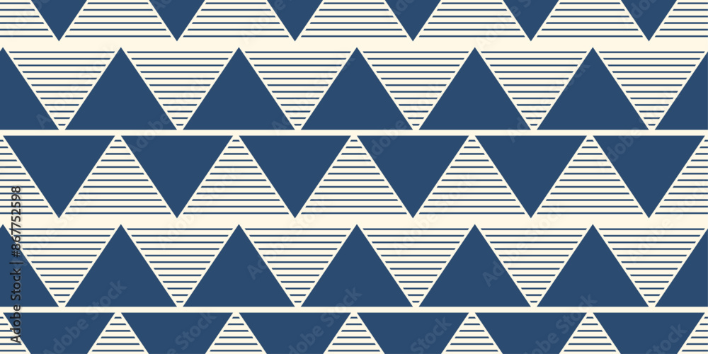 Blue triangular tiles. Geometric simple and stylish triangle pattern.