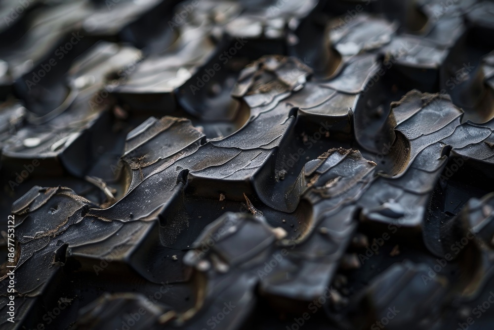 Detailed Macro Shot of Vehicle Tire Tread with Bumpy Pattern and Rubber Texture Detailed Macro Shot of Vehicle Tire Tread with Bumpy Pattern and Rubber Texture