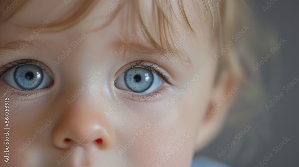 Closeup Portrait of a Baby with Beautiful Blue Eyes and Delicate Features Closeup Portrait of a Baby with Beautiful Blue Eyes and Delicate Features
