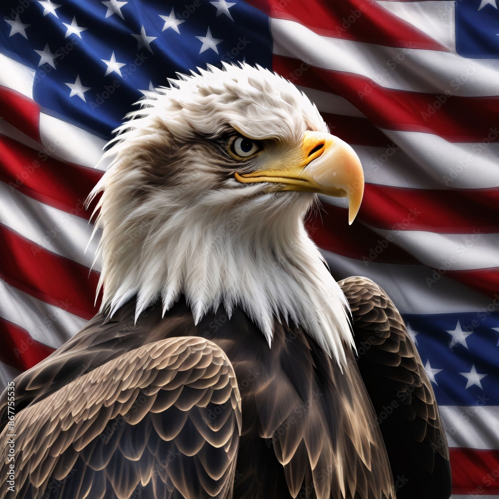 Naklejka premium Soaring Spirit: Eagle Celebrates Independence Day