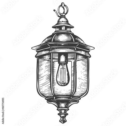 Vintage lantern pendant lamp industrial style full with engraving style black color only