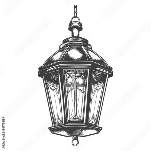 Vintage lantern pendant lamp industrial style full with engraving style black color only