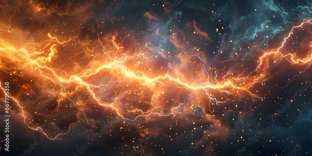 Obraz premium Creating an Abstract Background with Realistic Lightning Effect and Powerful Electric Sparks. Concept Abstract Background, Realistic Lightning Effect, Electric Sparks, Artistic Design
