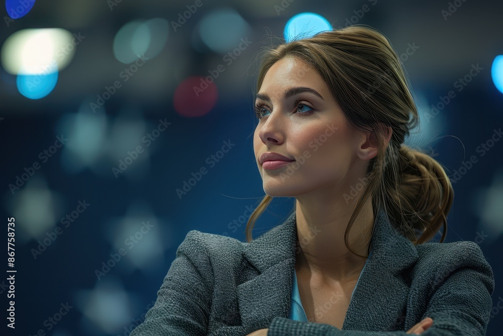 Fototapeta premium Portrait of a young woman looking into the distance