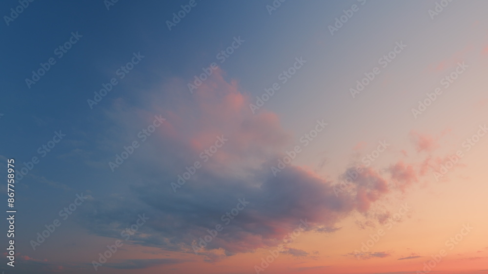 Fototapeta premium Colorful Pink Clouds In Sky At Sunrise Or Sunset. Dramatic Sunset Cloudscape. Beautiful Sky Background.