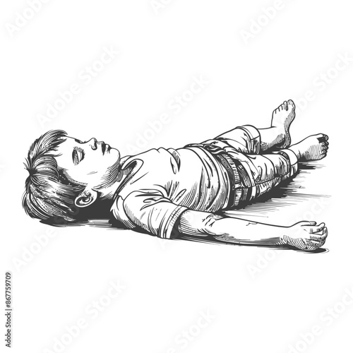 Young boy sleeping soundly in a peaceful slumber