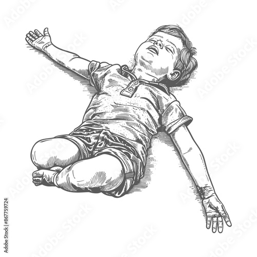 Young boy in a state of pure bliss with eyes closed and arms outstretched