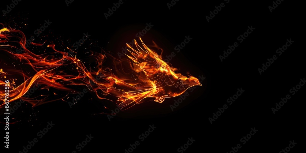 Dove of fire flames isolated on black background. 3d render illustration. Dove of fire flames isolated on black background. 3d render illustration.