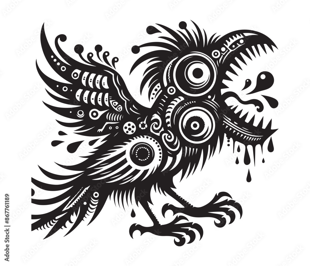 Fototapeta premium monster bird vector art graphic resources silhourtte vector style, white background
