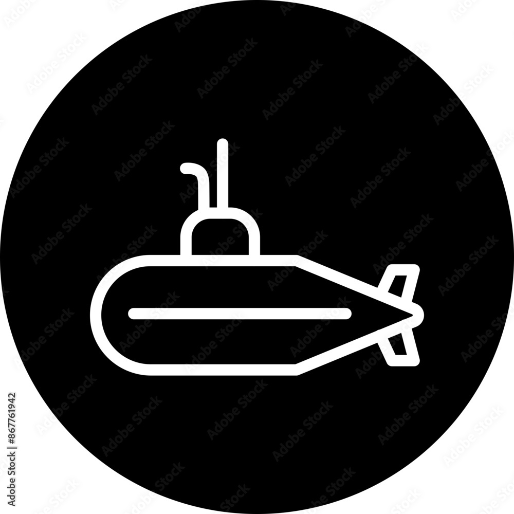 Submarine Vector Line White Circle Black Submarine Vector Line White Circle Black