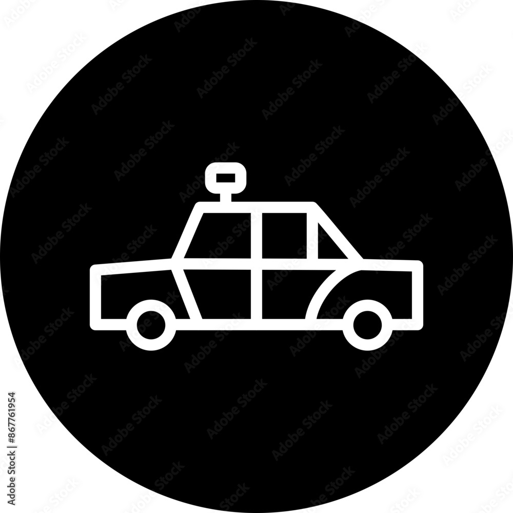Police car Vector Line White Circle Black Police car Vector Line White Circle Black