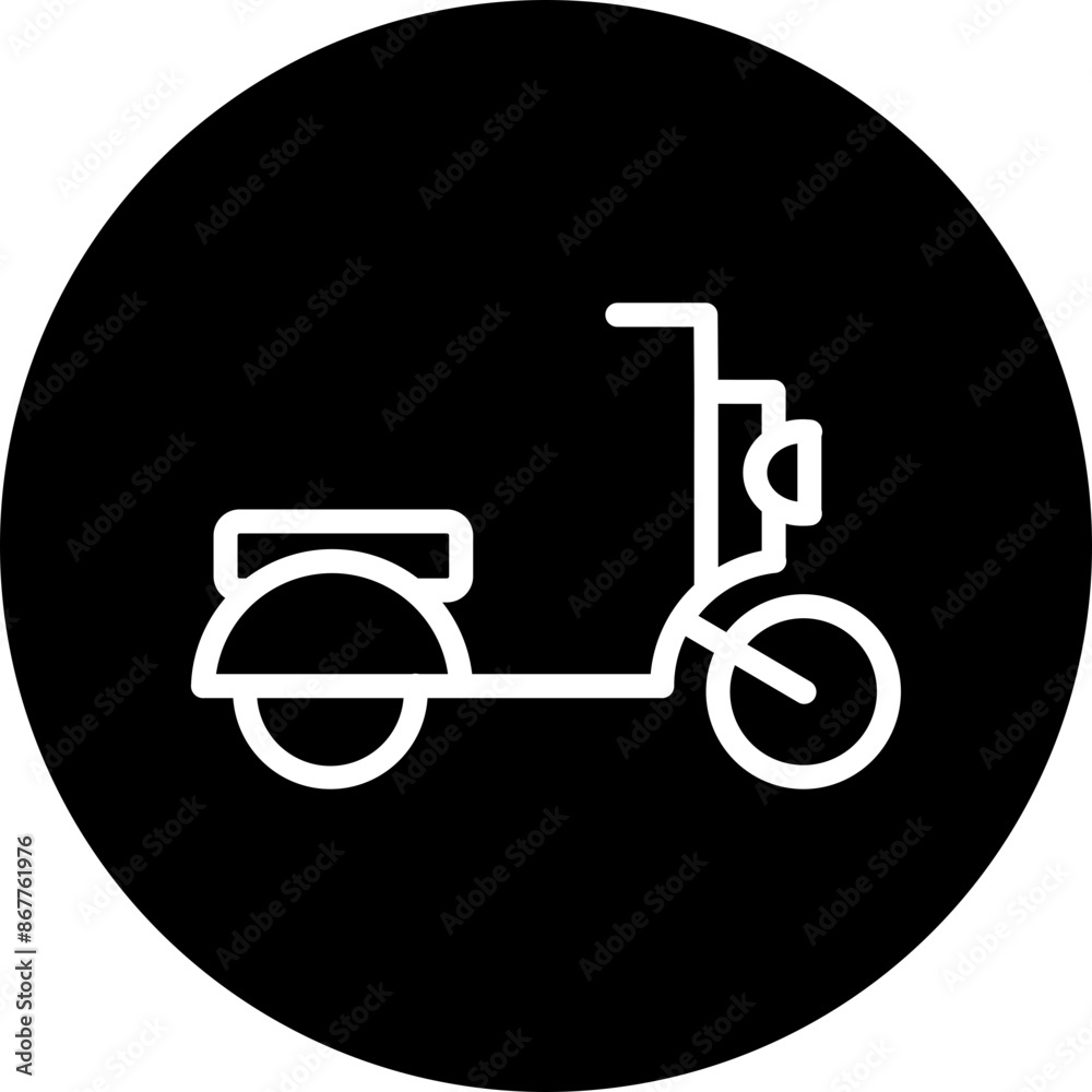 Scooter Vector Line White Circle Black Scooter Vector Line White Circle Black